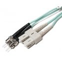 OM4 ST SC Plenum Duplex Fiber Patch Cable 100G 50/125 Multimode