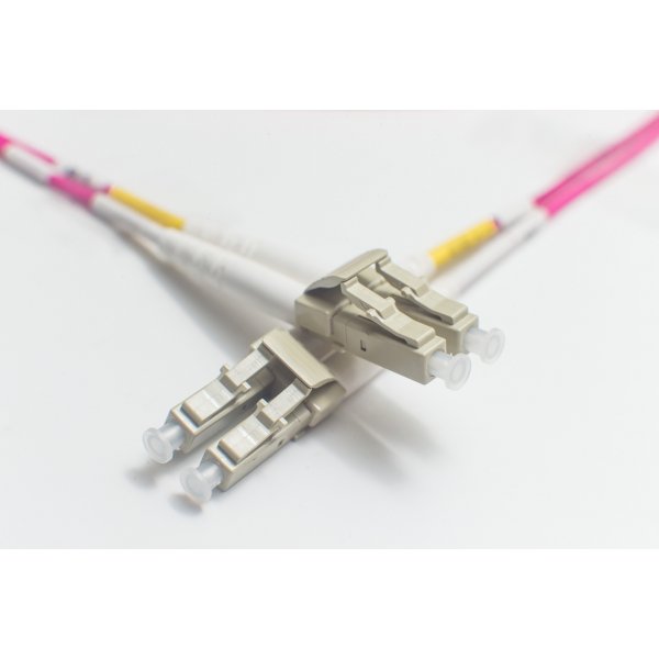 OM4 LC LC Fiber Patch Cable | 100G Violet Duplex 50/125 Multimode Jumper