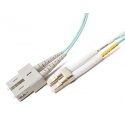 LC SC Plenum OM4 100G Duplex Fiber Patch Cables, Aqua MM DX 50/125 jumpers LC/SC